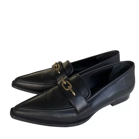 anine bing selma loafer 40 black with gold hardware - Picture 4 of 12